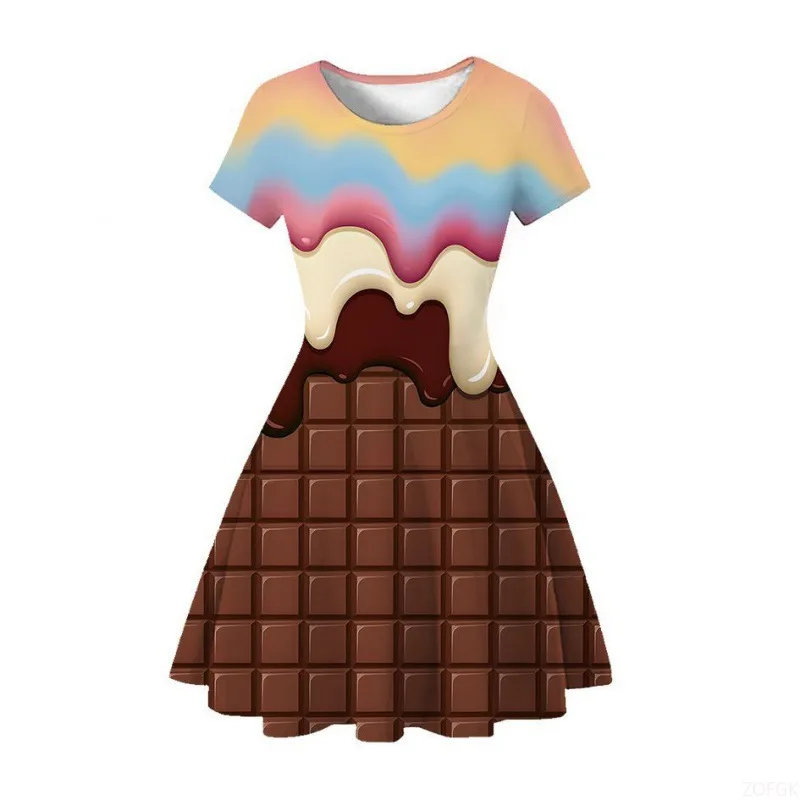 فستان صيفي بطباعة رقمية ثلاثية الأبعاد للأفلام والتلفزيون على طراز أكاديمية رائع وجيد التهوية للاستخدام اليومي #6