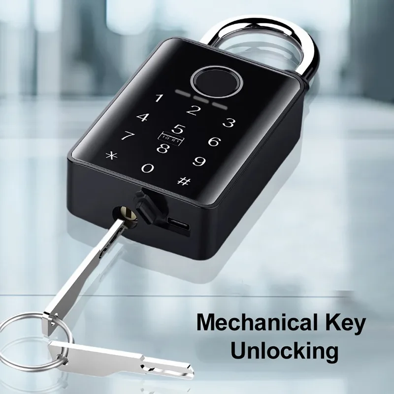 Tuya Bluetooth Waterproof Smart Padlock Touch Screen Fingerprint and Password Locks Electronic Lock Door Bag Luggage Padlock