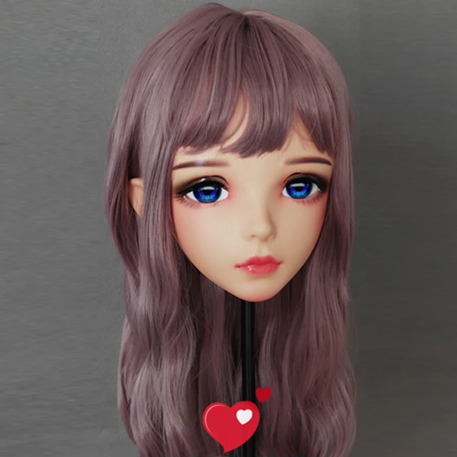 (Wan-04) feminino doce menina resina meia cabeça kigurumi bjd olhos crossdress cosplay anime japonês papel lolita máscara com olhos e peruca