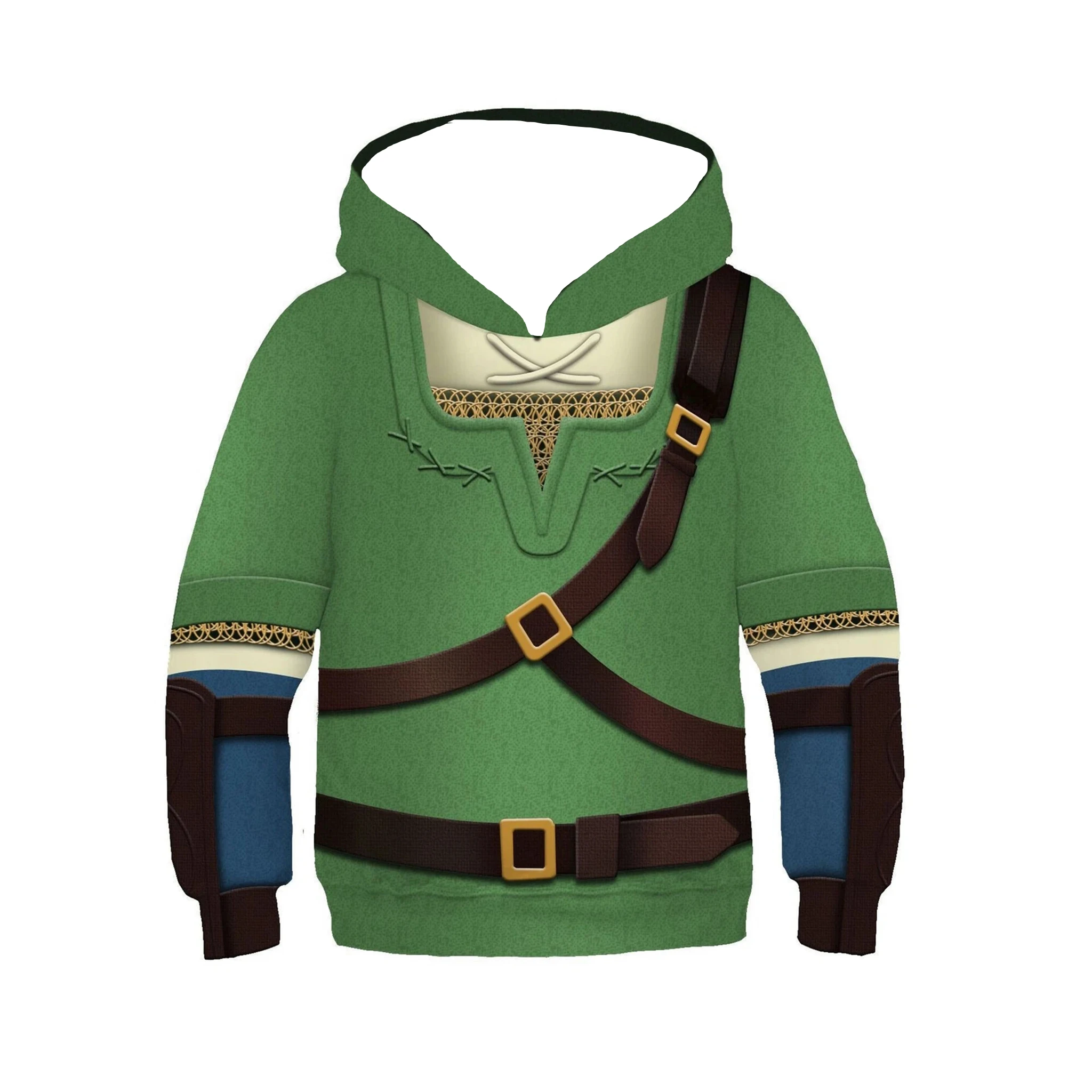 Kinder-Kapuzenpullover im Fantasy-Abenteuer-Stil, für Jungen und Mädchen, mit Cartoon-Motiv, im Krieger-Look, langärmelig, mit Kapuze, Kinderbekleidung. – Detail 4