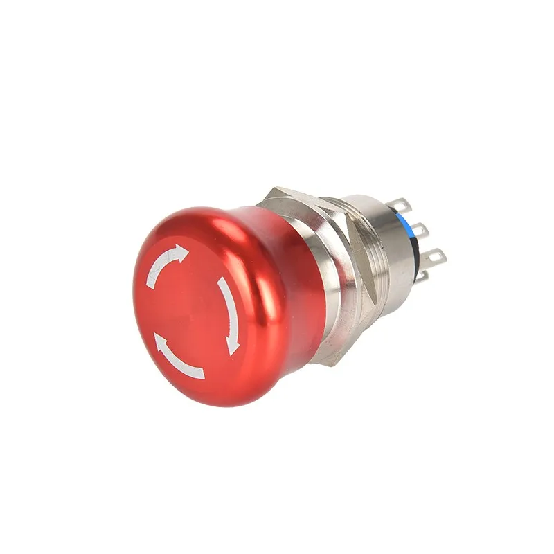 16MM19MM22MM Metal Emergency Stop Switch Waterproof Rotary Push Pull Button Mushroom Head Self-Locking 3-pin 1NO1NC 6-pin 2NO2NC