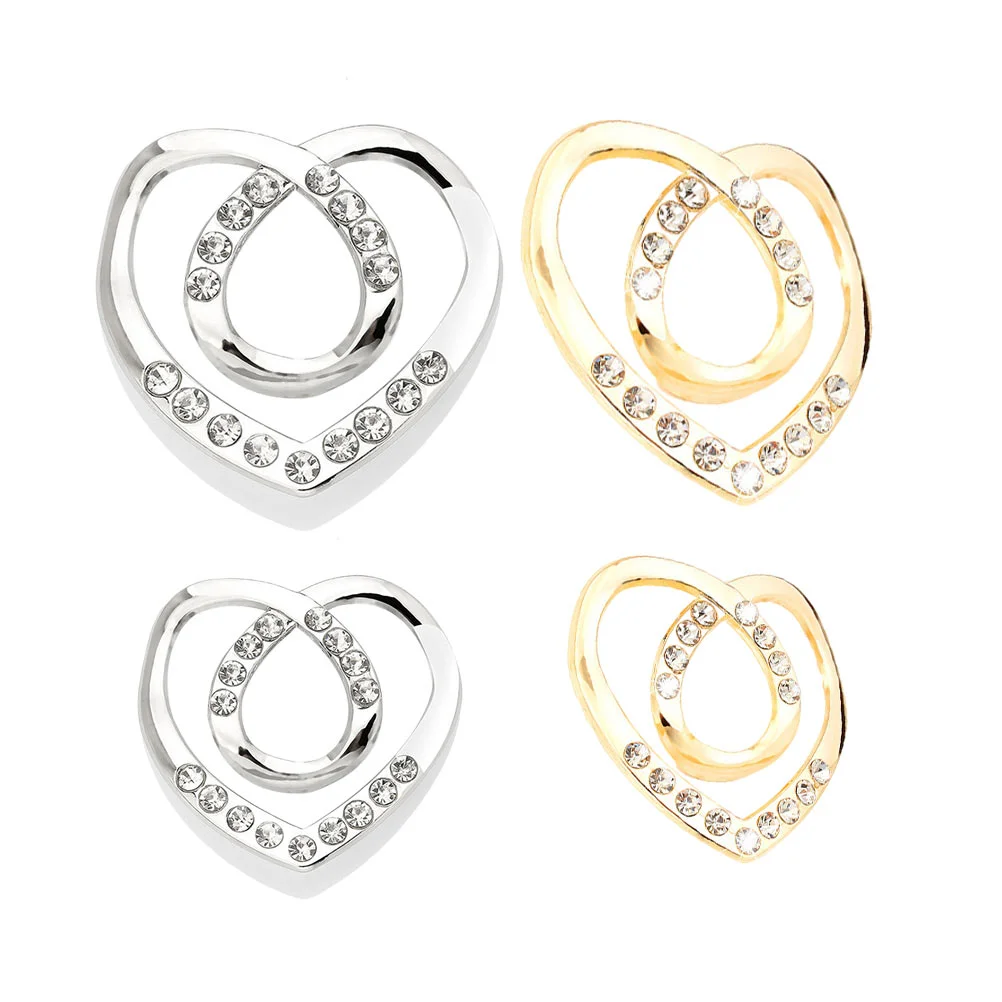 4 Pcs Top Knotted Rhinestone Shawl Clasps Scarf Rings Non-slip Clip Alloy Buckle Miss