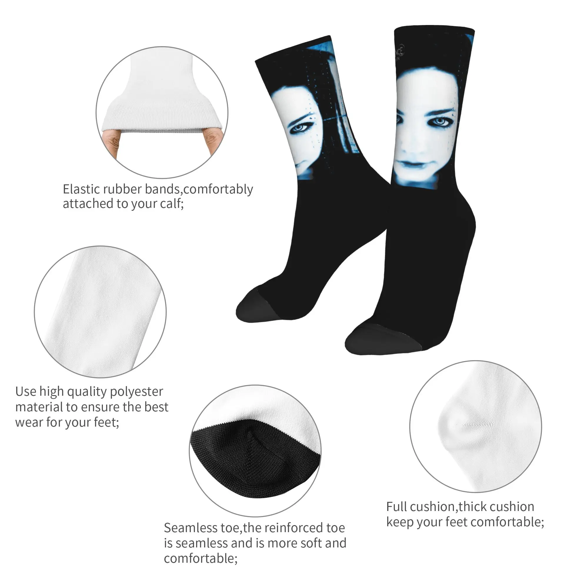Casual Evanescence Logo Box Basketball Socks  Polyester Crew Socks for Unisex Non-slip