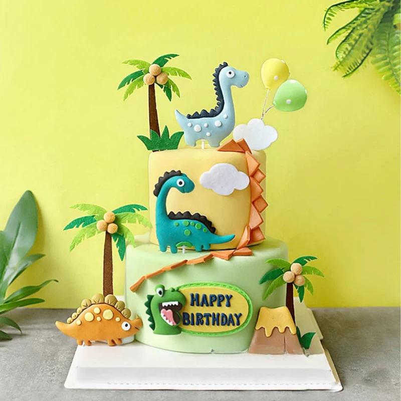 Birthday Party Dinosaur Theme Cake Topper Kids 1st Birthday Cake Decor Baby Shower Birthday Party DIY Cake Decoration Supplies