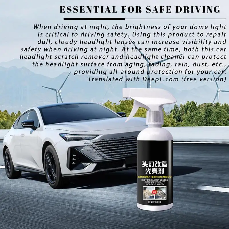 

Car Headlight Cleaner Headlight Lens Restoration Spray 300ml Headlight Polish Spray For Instantly Remove Oxidation Dirt & Haze