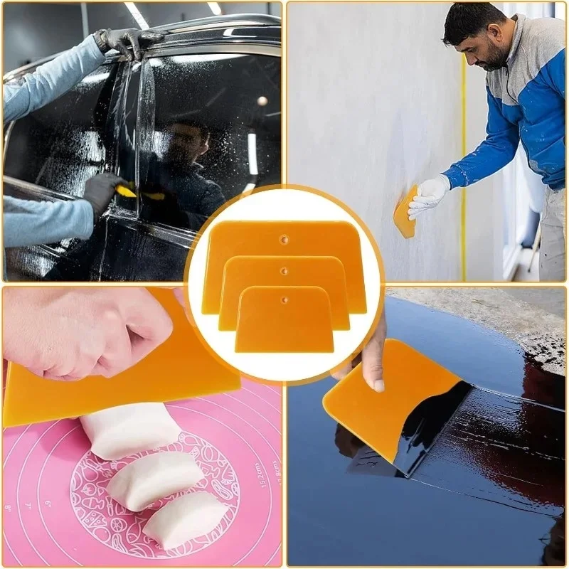 3Pcs Plastic Body Filler Spreader Kit, Reusable Tool Set for Automotive Body Repair, Ideal for Applying Fillers, Putties, Glazes