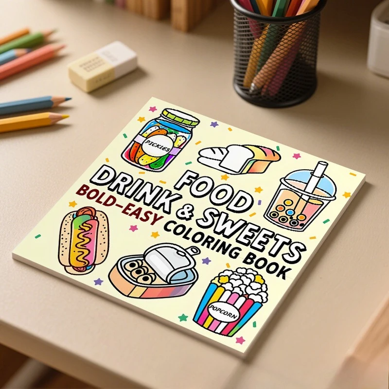 Libro de Colorear Divertido co - Food And Snacks Coloring Book Bold And Easy reseña y precio
