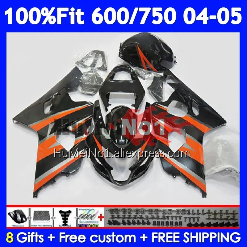 OEM Body For SUZUKI GSXR 750 600 CC K4 Orange black GSX-R600 103No.93 GSXR-750 GSXR600 GSXR750 04 05 2004 2005 Injection Fairing