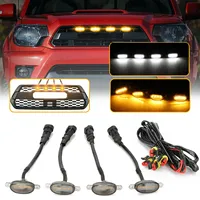 Universal Car Front LED Grille Light Smoked Amber White 4LED Grill Light Eagle Eye Lamp for Off Road Trunk SUV Ford Toyota Strip