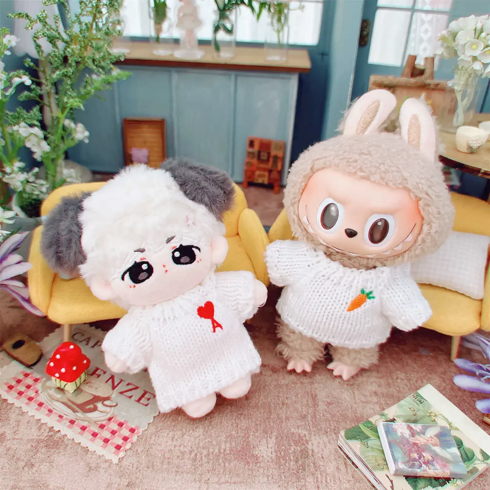 10cm Cute Mini Plush Doll'S Clothes Outfit Accessories For Korea Kpop Exo Labubu Idol Dolls Sweater Hat Clothing DIY Kid Gift