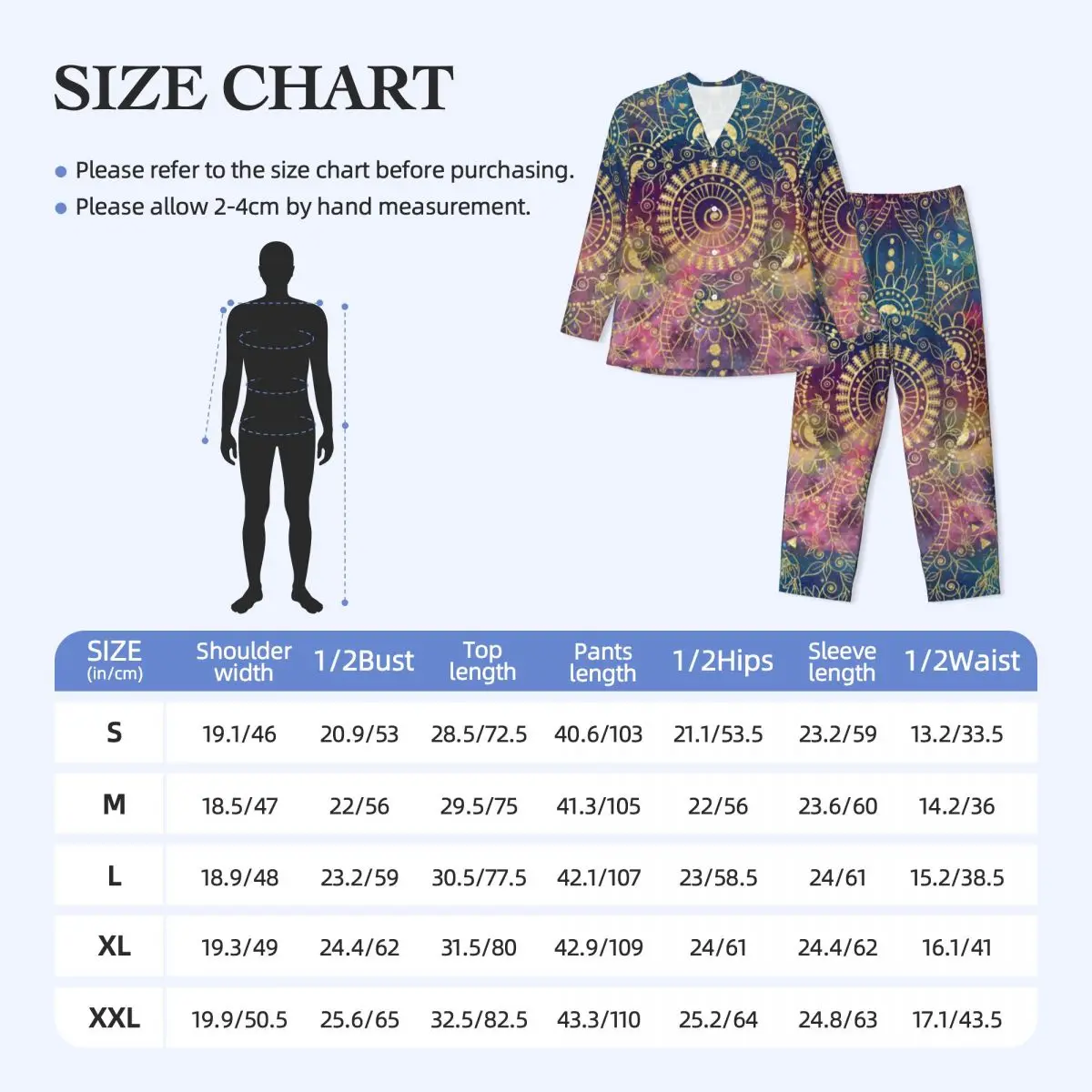 Retro Floral Print Sleepwear Spring Gold Mandala Aesthetic Oversized Pajama Sets Mens Long Sleeves Leisure Design Home Suit