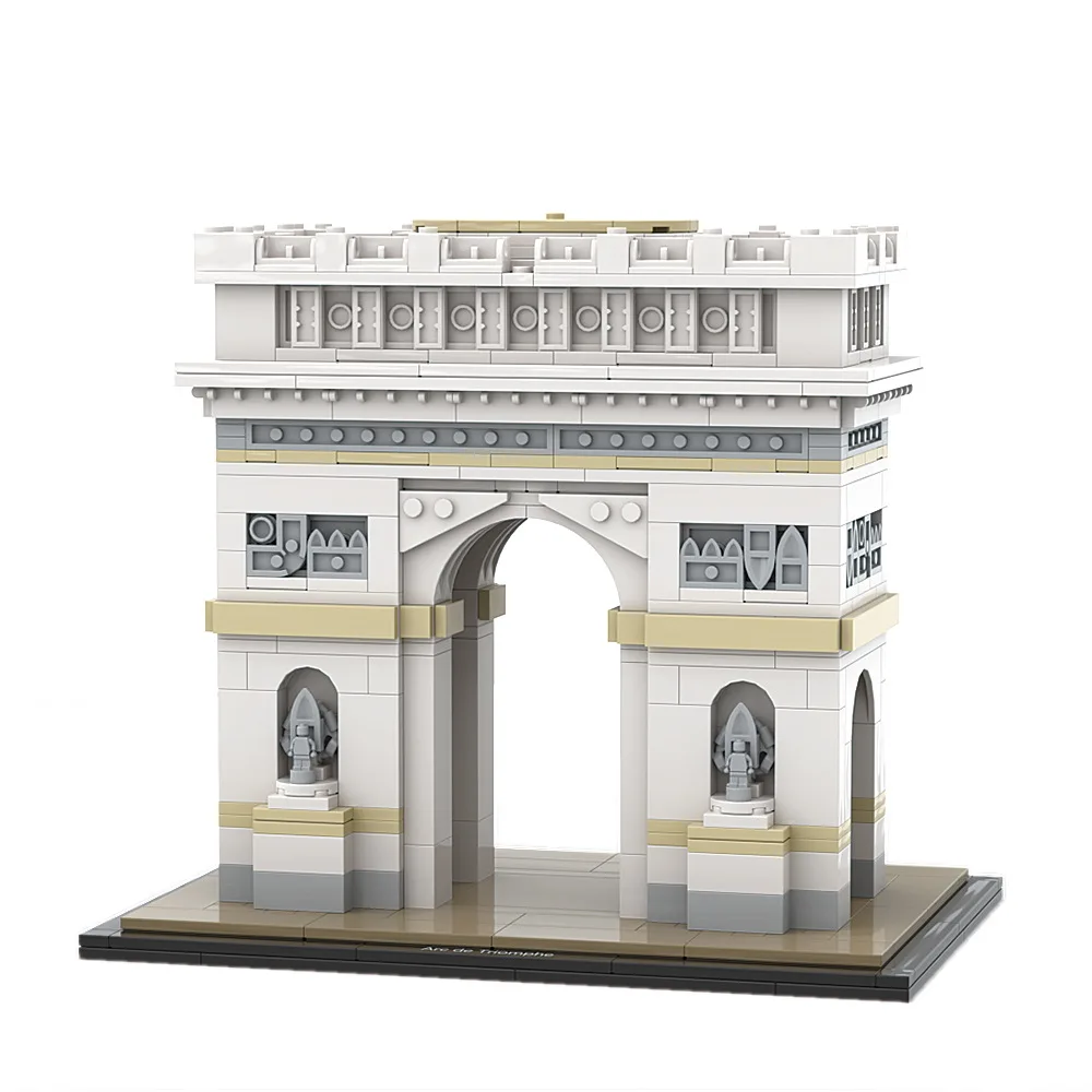 Kit de construcción de arco Triumph de 603 piezas, modelo icónico de arquitectura europea para adultos, regalo de coleccionista DIY con caja de color