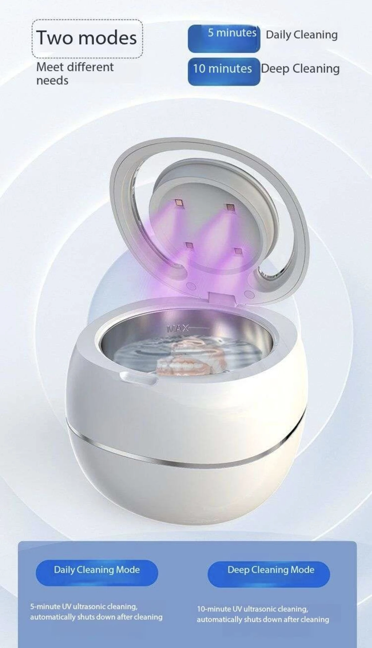 Fotografia 5: Equipamentos de Odontologia ‌   Limpador ultrassônico de dentaduras e retentores com esterilização UV para ferramentas odontológicas