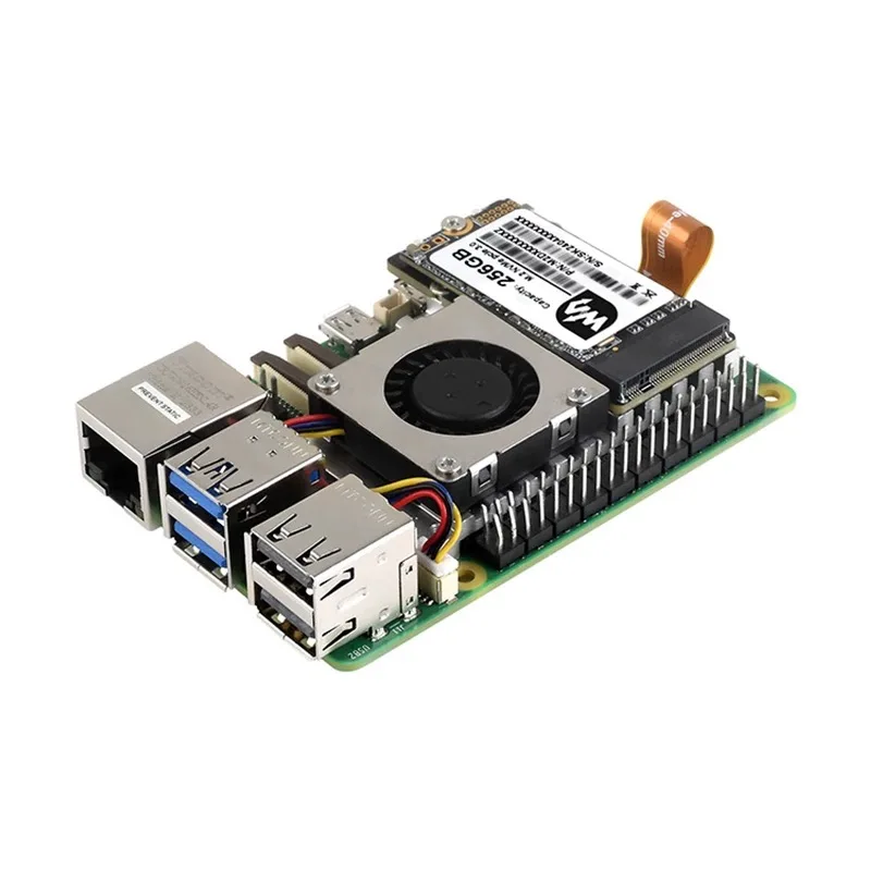 Raspberry Pi 5 PCIe To M.2 Board (E) Adapter With Cooling Fan Compatible With 2242/2230 Size SSD Support Gen2 Gen3 High-speed