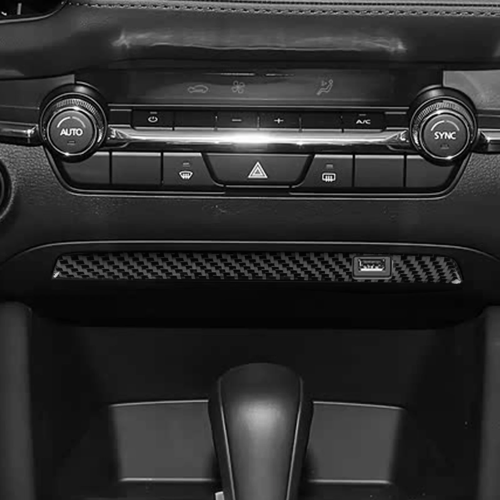 For Mazda 3 Axela 2019 2020 2021 2022 2023 2024 2025 2026 Carbon Fiber Center Console USB Panel Car Interior Accessorie Sticker