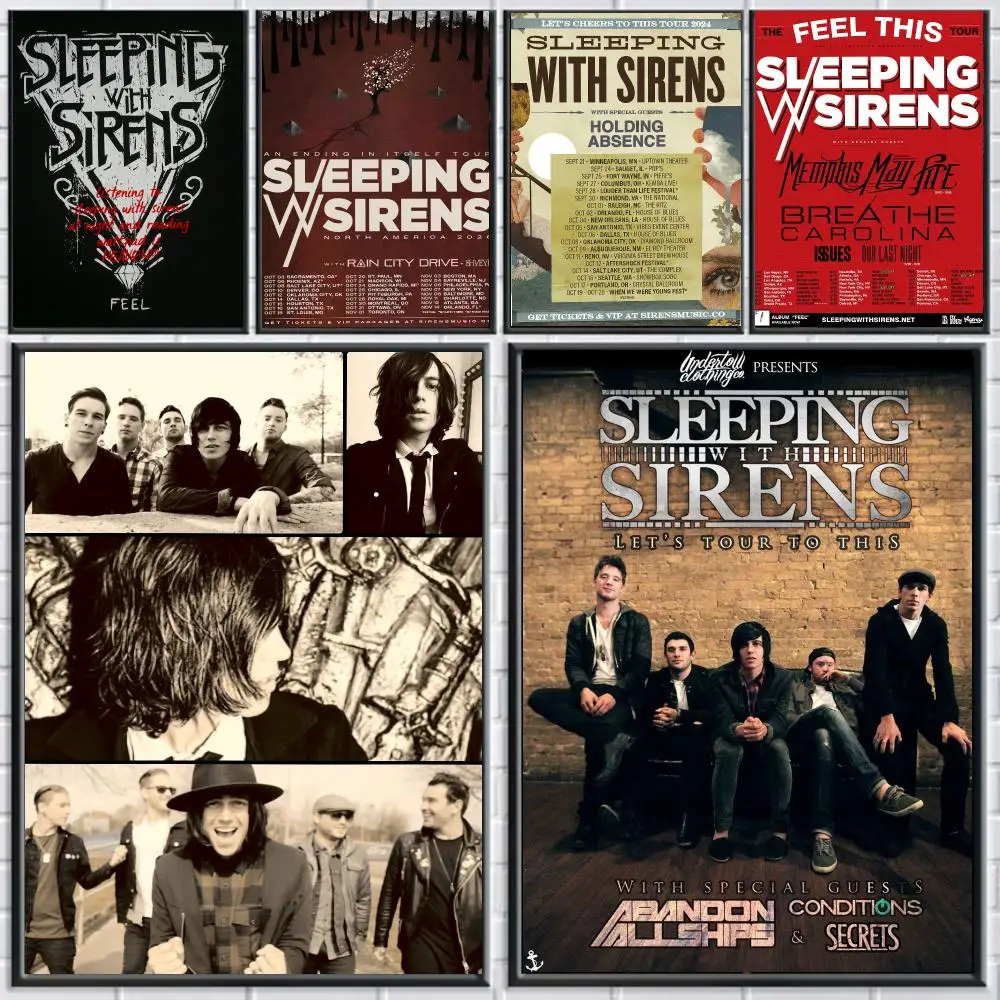 band S-Sleeping with Sirens-S Poster Peel and Stick Wall Art for Cafe Office Bar and Home Decoration