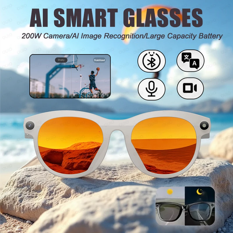 2025 New Al Image Recognition Smart Glasses WIFI Transmission Intelligent Translation 200W Camera Voice Assistant Smart Glasses