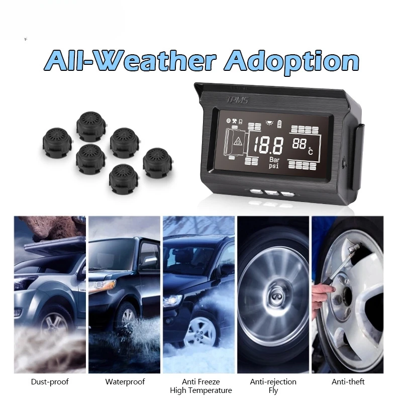 Construction vehicle Heavy-duty truck Tire pressure detection system 14 wheels External solar wireless