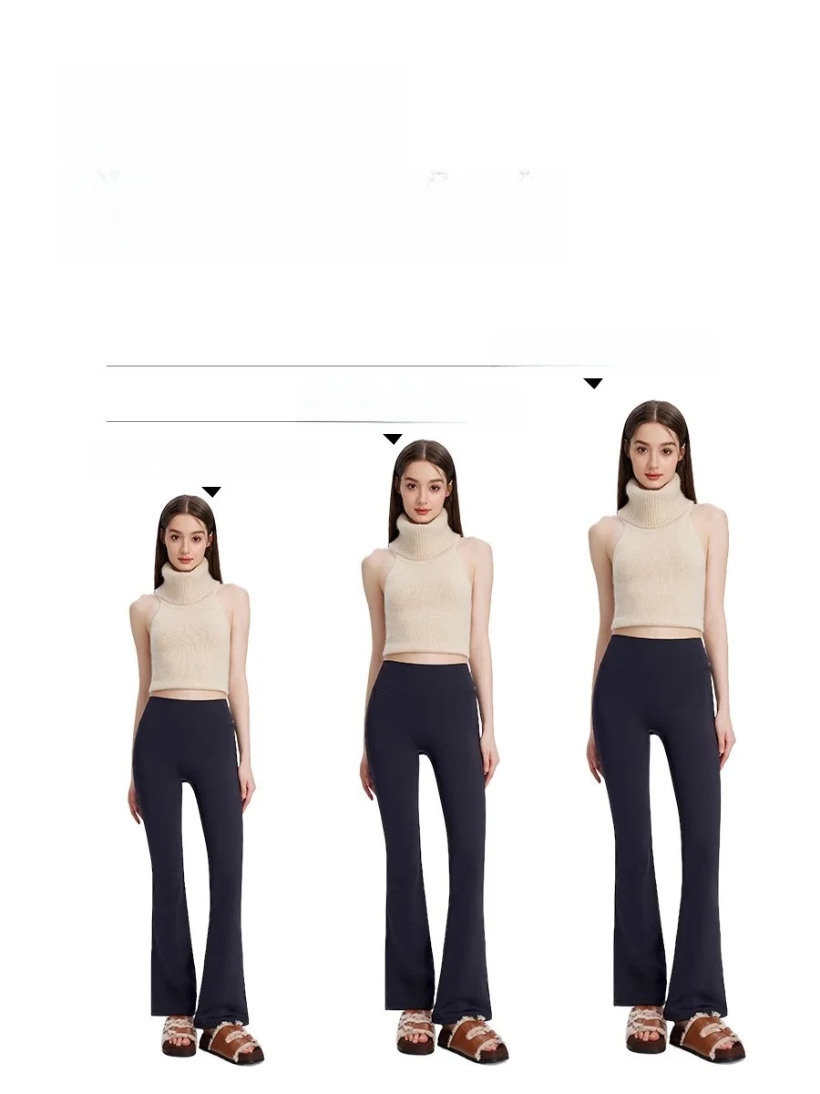 กางเกงโยคะผู้หญิง Thiened Fce ดีไซน์หนังอาร์คสกิน สำหรับฤดูใบไม้ร่วงและฤดูหนาว กางเกงขายาวอุ่นสบาย รุ่น Bla Bell Bot Base Layer