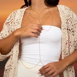 2025 Luxury Handmade Slave Bracelet Micro Pave Cubic Zircon Hand Chain with Finger Ring Women Wedding Jewelry Gift