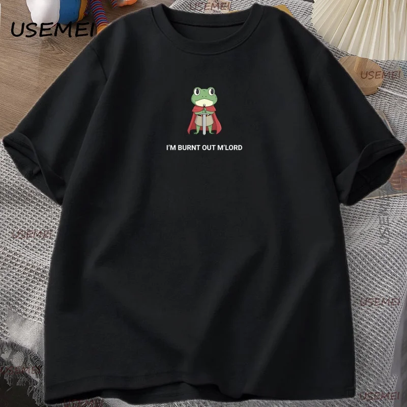 Burnt Knight Frog T-Shirt, Fun Dungeons and Dragons Graphic T-Shirt, Casual Unisex Comfortable Short-Sleeve Street Style Top