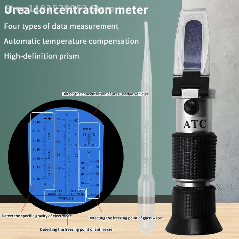 1Set Handheld Glycol Refractometer Antifreeze Car 1-1.4 Battery Acid Engine Coolant Tester Tool Fluid Refractometer Tester ATC