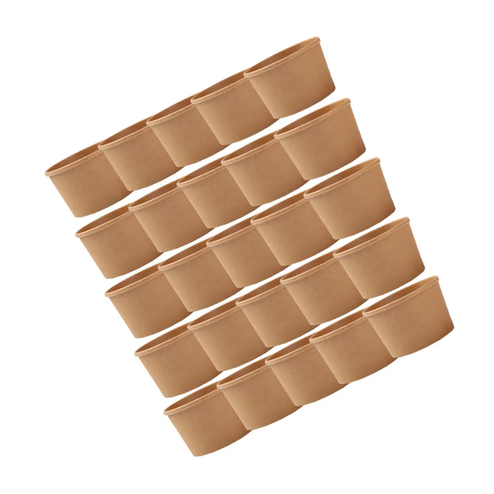50Pcs Kraft Paper Food Containers Disposable Meal Prep Bowls Takeout Soup Cups Stackable Storage Soup Cup Kraft Bowl