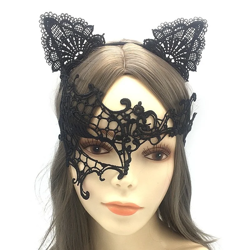 Women Sexy Hollow Lace Masquerade Face Mask Headband Princess Party Cosplay Prom Props Costume Nightclub Exotic Queen Eye