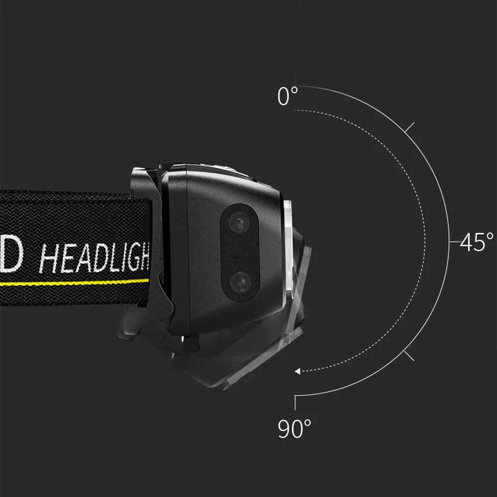 Sensing head lamp Induction Head light USB Rechargeable Headlamp + Built in Battery White / Red LED Fishing Flashlight