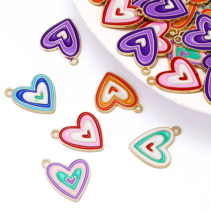 

20Pcs Enamel Charms Pendants Sweet Heart Charms For Jewelry Making Supplies DIY Handmade Necklaces Earrings Findings Accessories