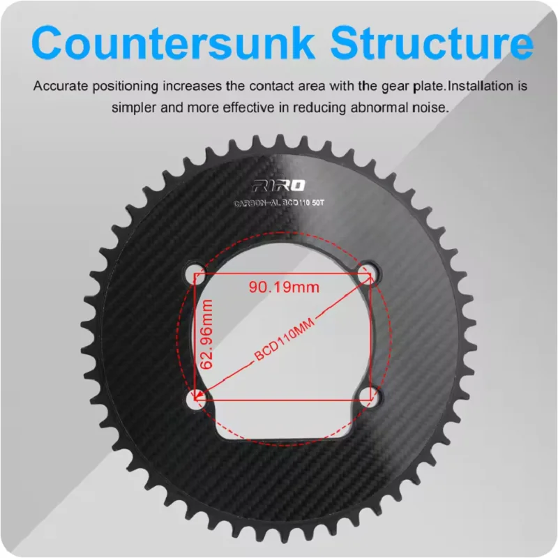 Riro Carbon 110Bcd Chainring Carbon Road Bike Chainring 50-34T 52