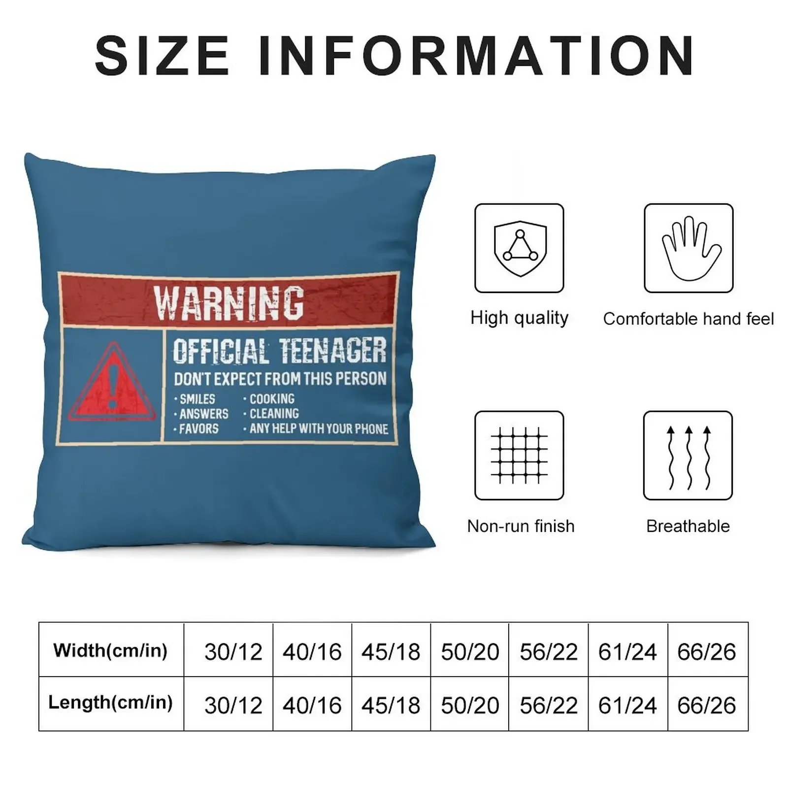 Warning Sign It's Official Teenager Funny Humor 13th Birthday Gifts for teens daughter son turning 13 years old Throw Pillow