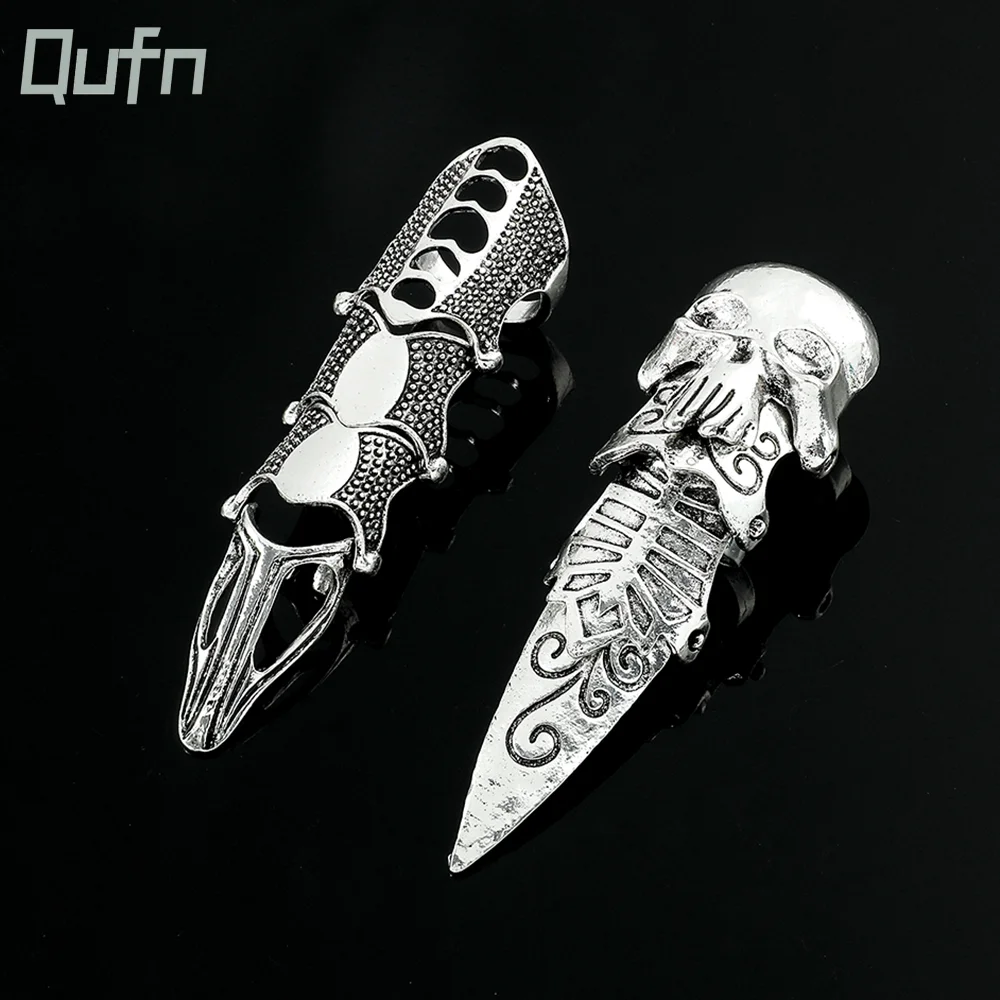 Gothic Punk Knuckle Armor Rings Dragon Skull Metal Full Finger Joint Claw Rock Ring Halloween Unisex Adjustable Vintage Ring