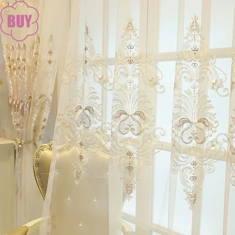 

European Style Embroidered Window Screen Living Room Balcony Partition Gauze Curtain Bedroom Bay Window Finished Curtain