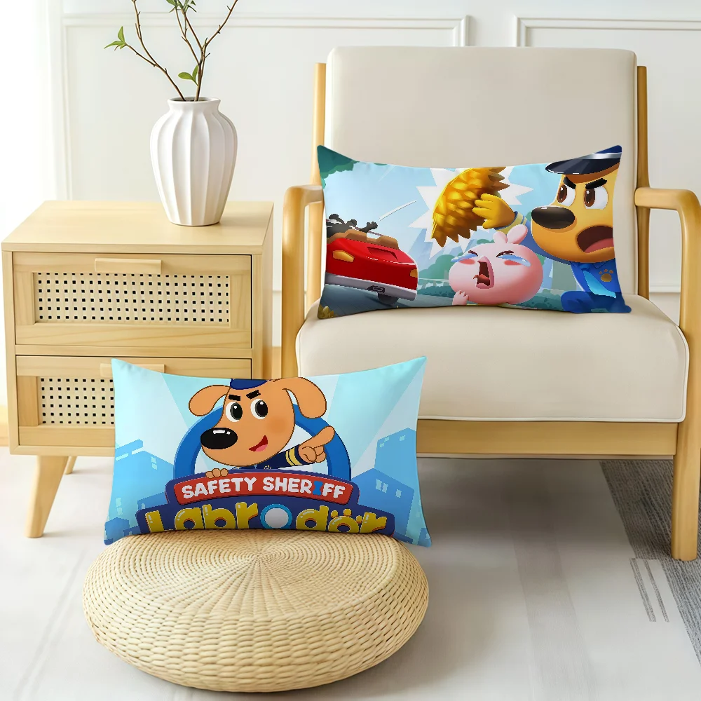 Cartoon Safety Sheriff Labrador cushion cover Hit Product Home Sofa living Room Double-sided Soft Decorative Pillow Cover