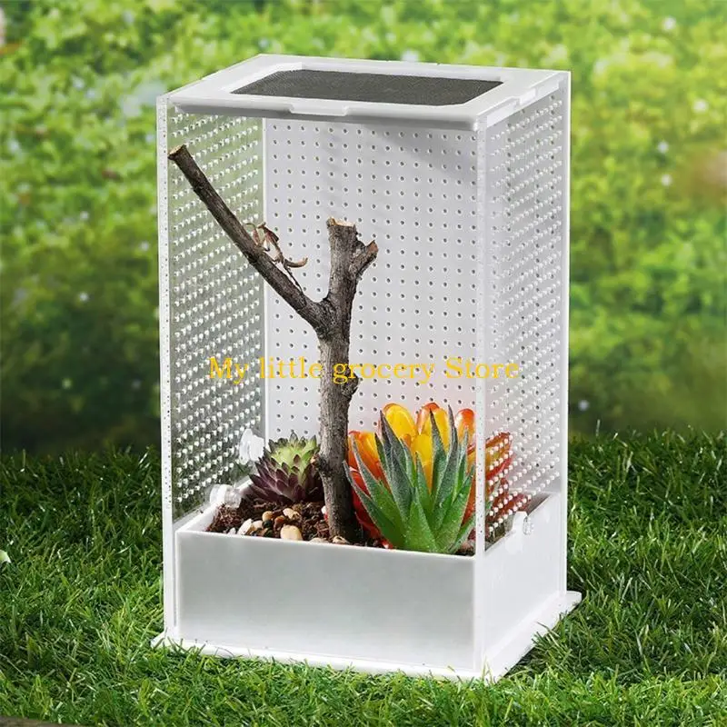 D5BD Insect Feeding Box Transparent Container Plastic Terrarium for Spiders Small Snakes for Carrier Box Easy to Deta view 5