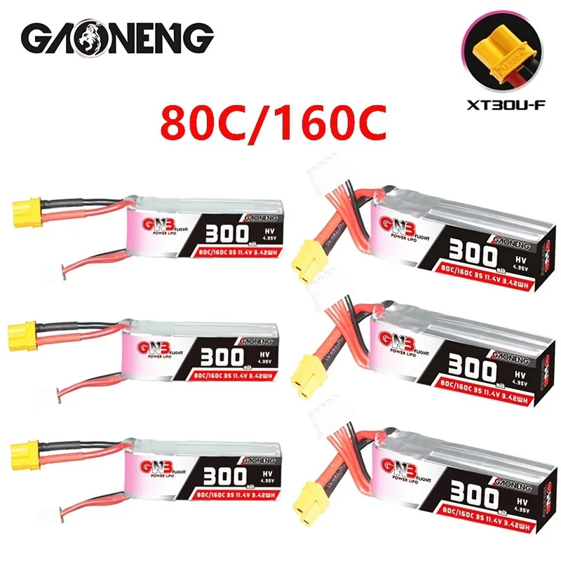 GAOGENG 3S GNB 11.4V 80C 300mah Lipo Battery For BETAFPV Beta75X 3S Beta65X 2S Whoop Drones Parts 3S XT30 Plug 2/4/6/10PCS