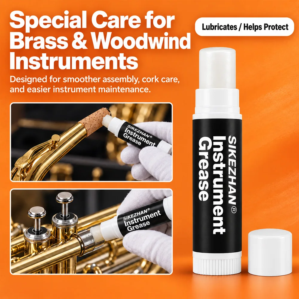 SIKEZHAN Instrument Cork Grease for Clarinet Saxophone Oboe Bassoon Woodwind Joint Lubricant Stick for Maintenance and Cork Care