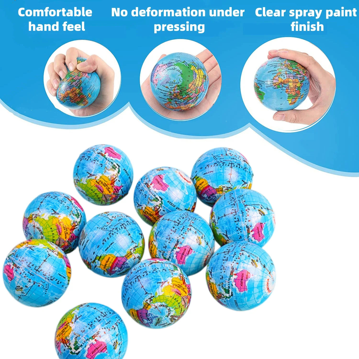6/12Pcs Mini Earth Stress Balls PU Globe Finger Exercise Squeezable Educational Science Foam Juguetes Antiestrés Gift for Adults