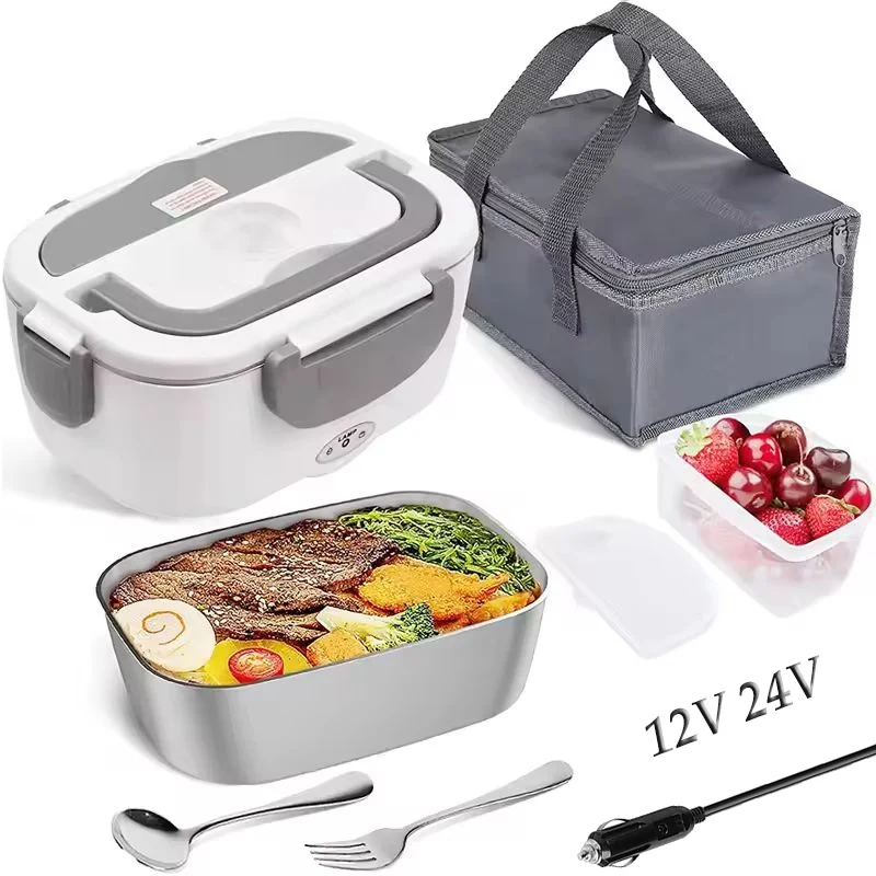 Edelstahl 12V 24V Elektrische Heizung Lunchbox Auto Lkw Fahrer Picknick Camping Tragbare Thermostat Lebensmittel Wärmer Container