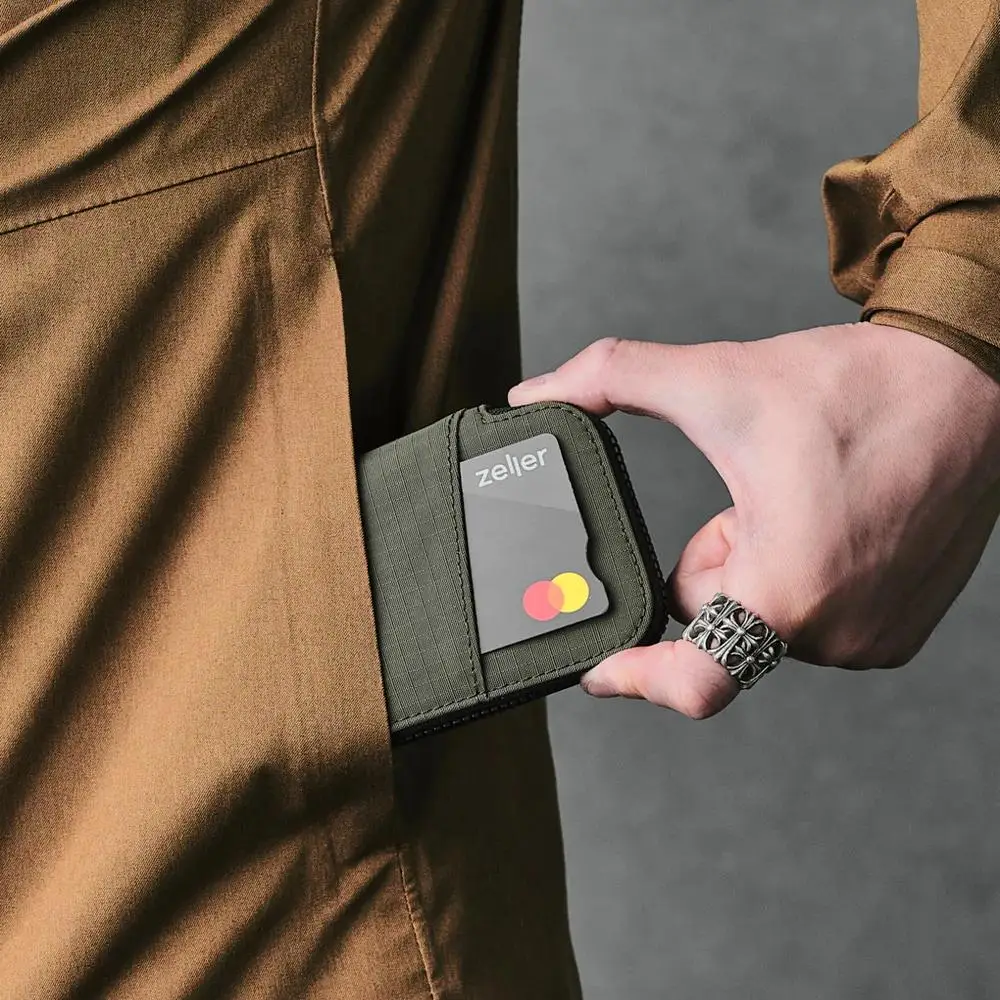 AlpaKA Australia Zip Card Pouch 20D محفظة صغيرة من المواد الاصطناعية بلون نقي للشباب مع سحاب للإغلاق