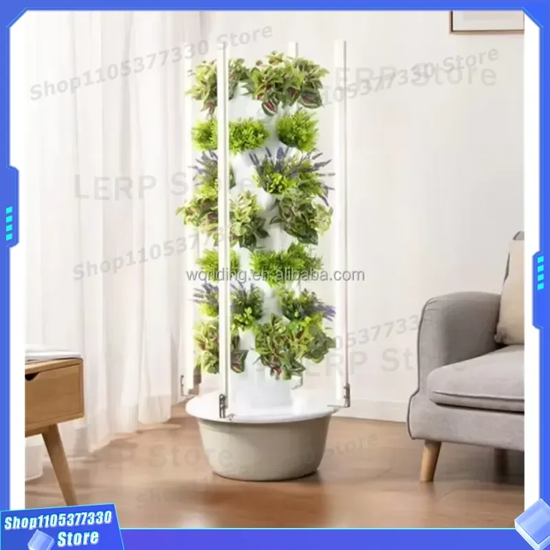5 Layer Vertical Hydroponic Tower System Drip Irrigation Soilless Cultivation Equipment for Garden Planting Stackable Growing
