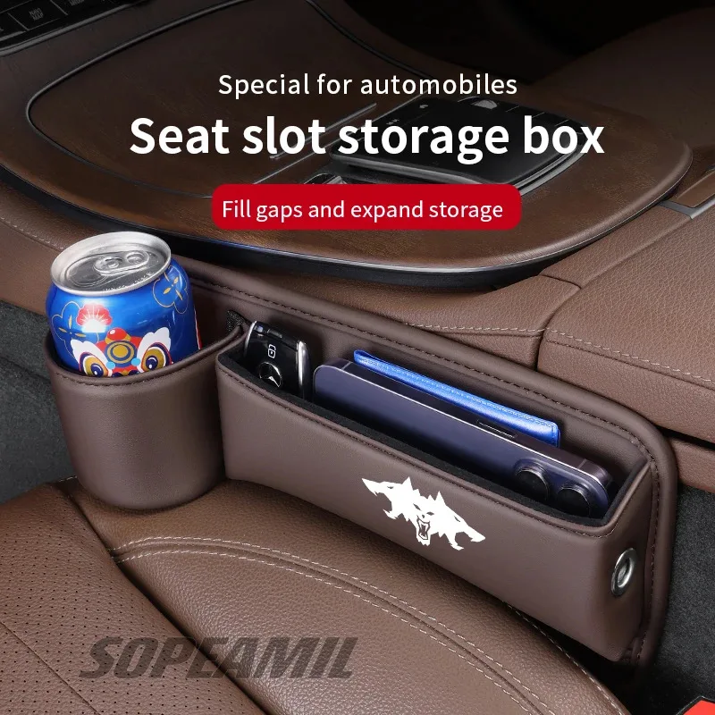

Tesla Model 3 Model Y Model S Model X Cybertruck Beast Car Leather Seat Multifunction Crevice Case Water Cup Holder Storage Box