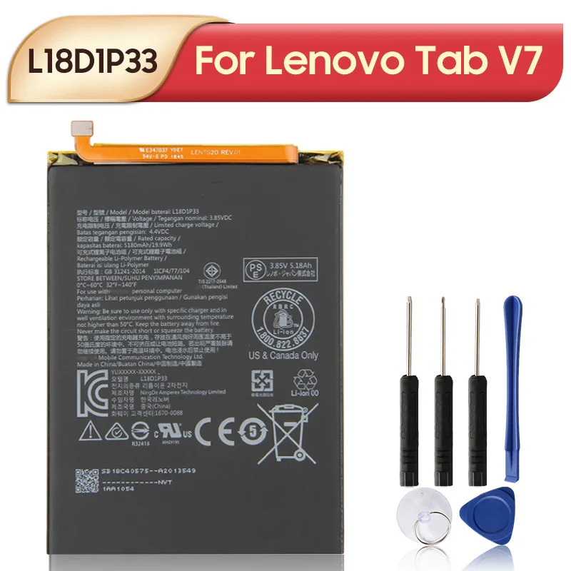 NEW Replacement Battery L18D1P33 For Lenovo Tab V7 Tablet Battery 5180mAh