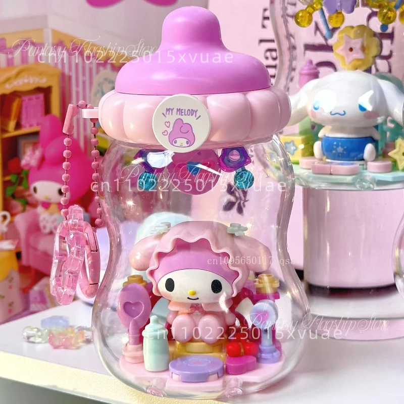 

New Sanrio Building Block My Melody kuromi pochacco cinnamoroll Milk Bottle Blind Box Cartoon Assembled Model Pendant Cute Gift