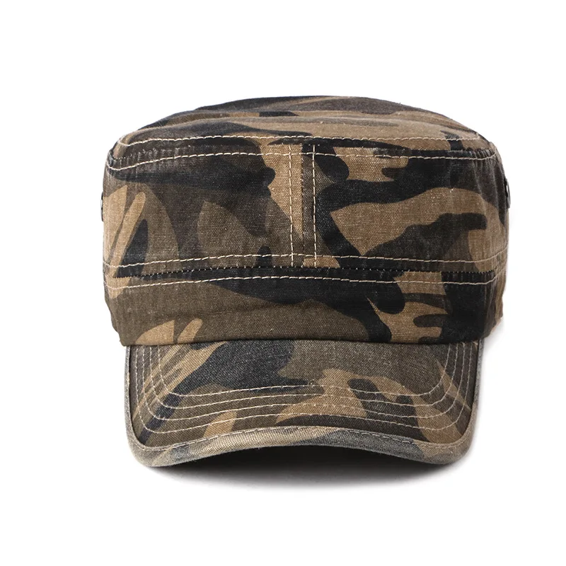 Chapéus camuflados vintage para homens e mulheres, parte superior plana, bonés de beisebol, cadete ao ar livre, combate, pesca, protetor solar,