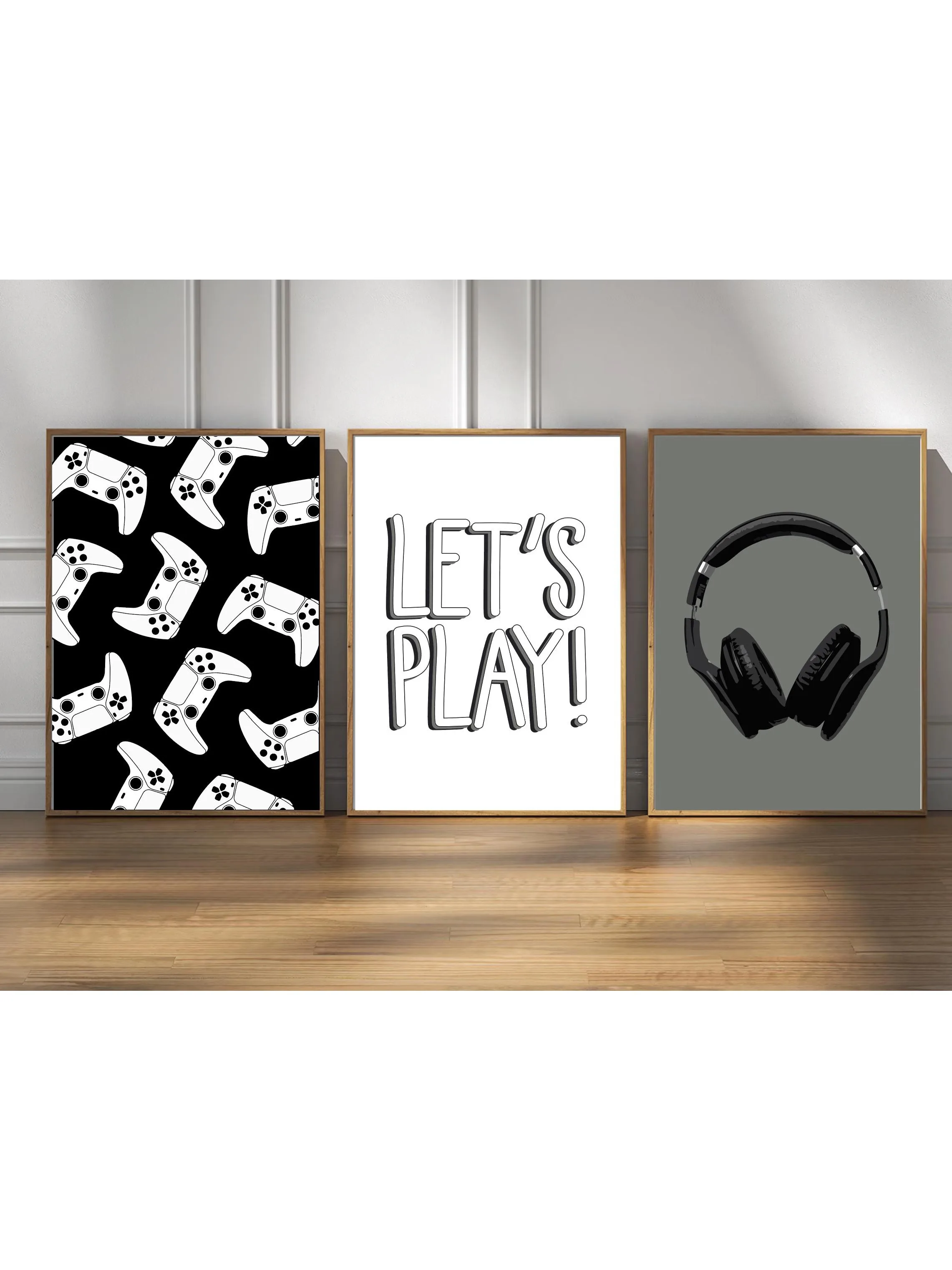 Dessin animé abstrait Console de jeu contrôleur casque affiche toile Art peinture impression maison chambre mur photos décor cadeau