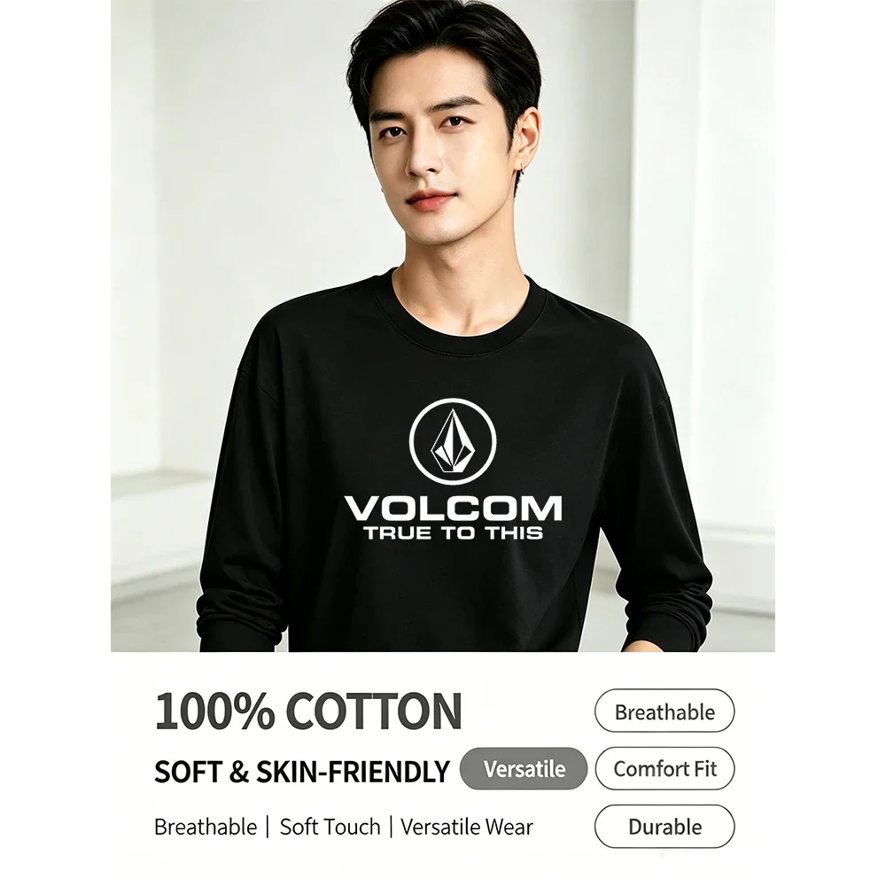 100% Cotton Long Sleeve T-Shirt Men Solid Basic Crew Neck Soft Casual Top view 6
