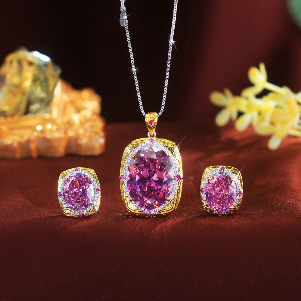 

ThreeGraces, новая модная коллекция, блестящие фиолетовые серьги в форме эллипса с цирконием, большие квадратные серьги, ожерелье, женский комплект украшений для вечеринок T1121