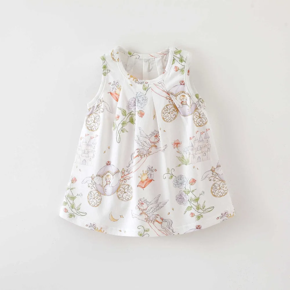 Baby Girl Summer Dress Thin Design Cute Princess Dress for Girls in Summer High-quality Bamboo Cotton Sleeveless Dress